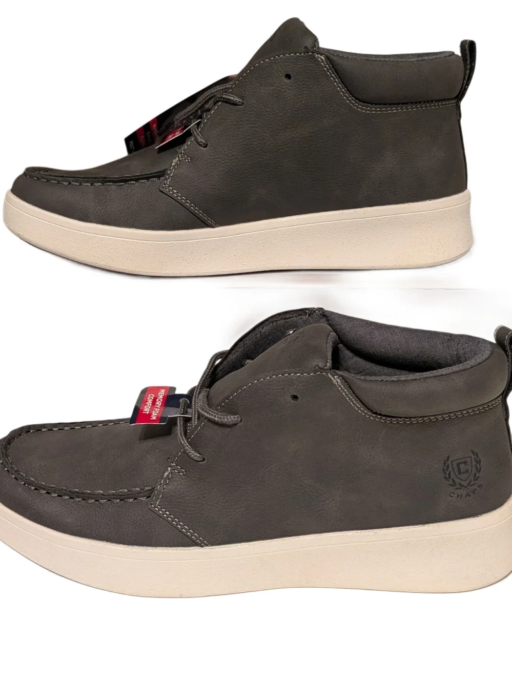 Chaps Paul Moc Toe Chukka Boots Gray Men Size 9.5 Memory Foam New Box